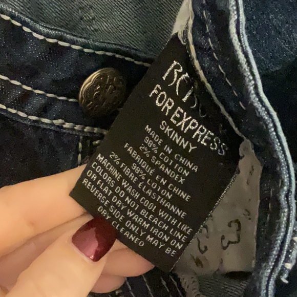 ReRock for Express Skinny Low Rise Jeans, Size 10S, Dark Blue Denim - Picture 10 of 10